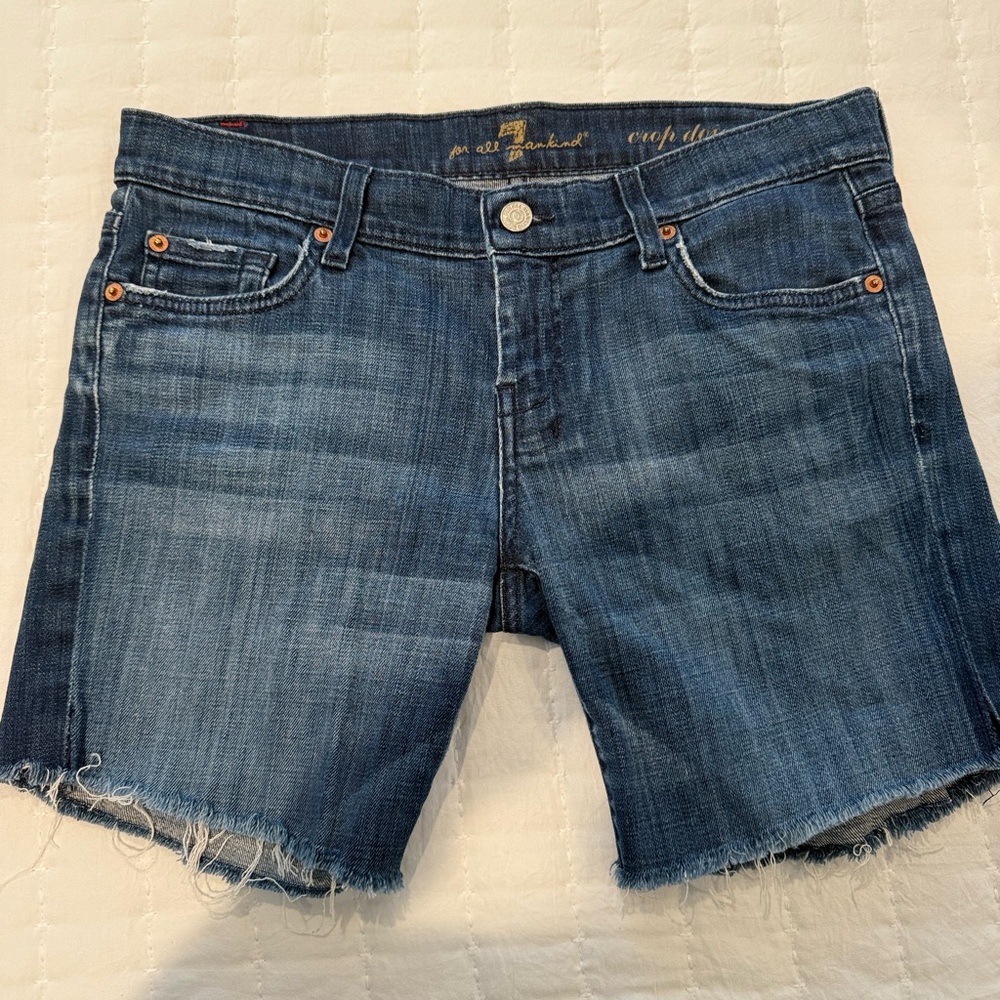 7 For All Mankind Dojo Crop Denim Shorts